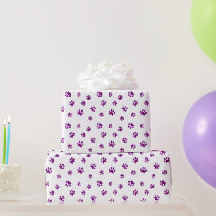 Papier Cadeau Motif Empreintes de Patte Violettes