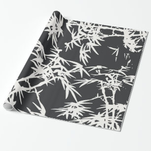Papier Cadeau Motif en bambou de plante d'aquarelle blanche