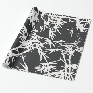 Papier Cadeau Motif en bambou de plante d'aquarelle blanche