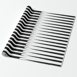 Papier Cadeau Motif en bande noir blanc unique Abstrait élégant