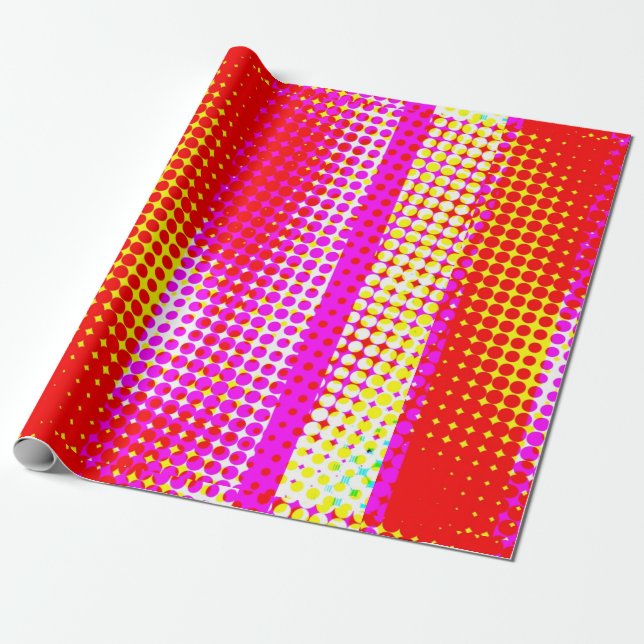 Papier Cadeau Motif en bande rose (Déroulé)