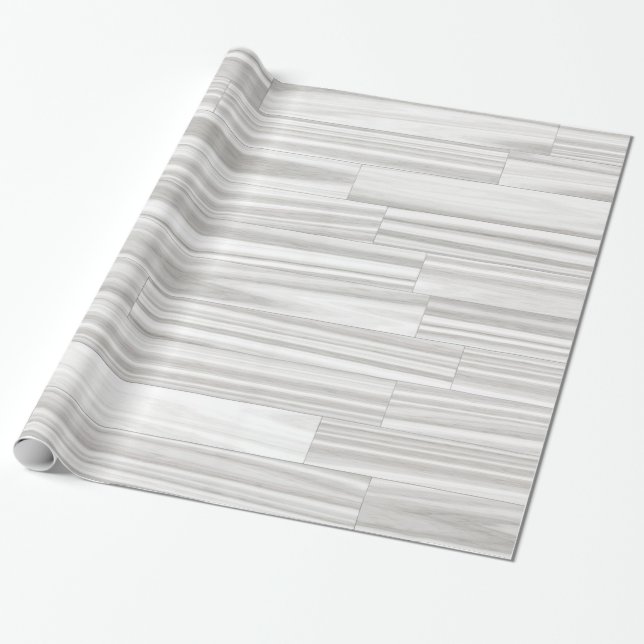 Papier Cadeau Motif en bois gris blanc abstrait moderne de grain (Déroulé)