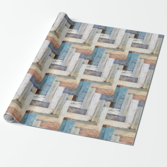 Papier Cadeau motif en bois rustique (Déroulé)