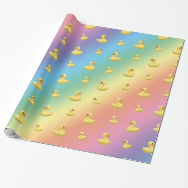Papier Cadeau Motif en caoutchouc de canard d'arc-en-ciel (Déroulé)