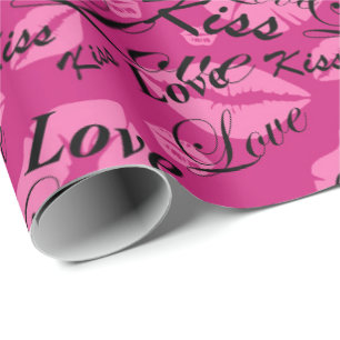 Papier Cadeau Motif en carrelage d'art de mots d'amour de bisou