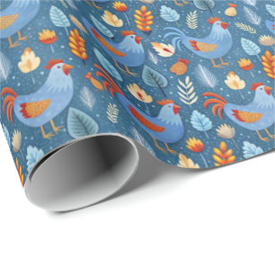 Papier Cadeau Motif en carrelage de poulets amusants