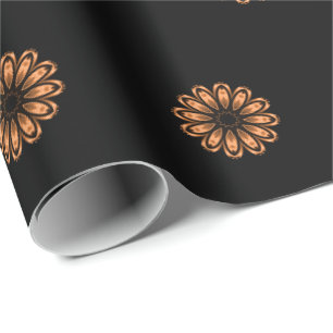 Papier Cadeau Motif en cuivre et mandala noir 2