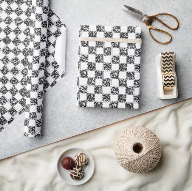Papier Cadeau motif en marbre blanc À damiers (Artisanat)
