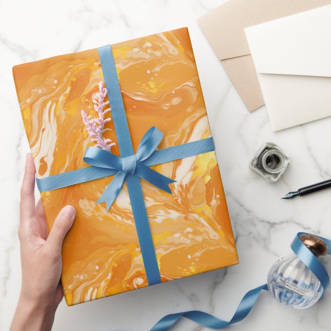 Papier Cadeau Motif en marbre orange (Cadeaux)