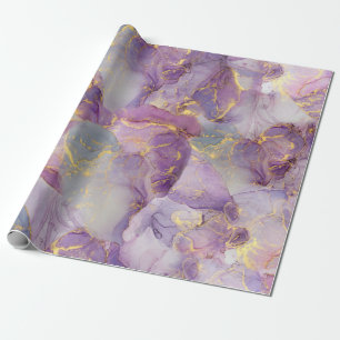 Papier Cadeau Motif en marbre Pastel Lilac, Parties scintillant 