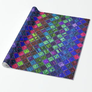 Papier Cadeau Motif en mosaïque colorée Burlap Rustique #2