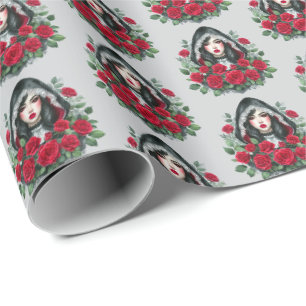 Papier Cadeau Motif en mosaïque de dame gothique mignonne pour l