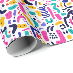 Papier Cadeau Motif en mosaïque rétro années 90 pour fête 