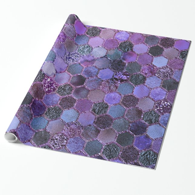 Papier Cadeau Motif en nid d'abeille de luxe Parties scintillant (Déroulé)