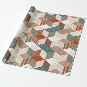 Papier Cadeau Motif en patchwork sans couture avec étoiles. ret