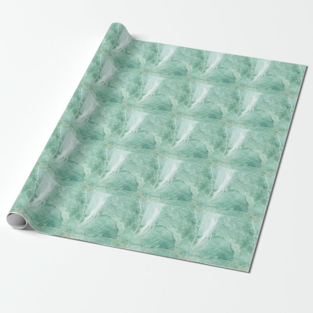 Papier Cadeau Motif en pierre de marbre, texture verte. (Déroulé)