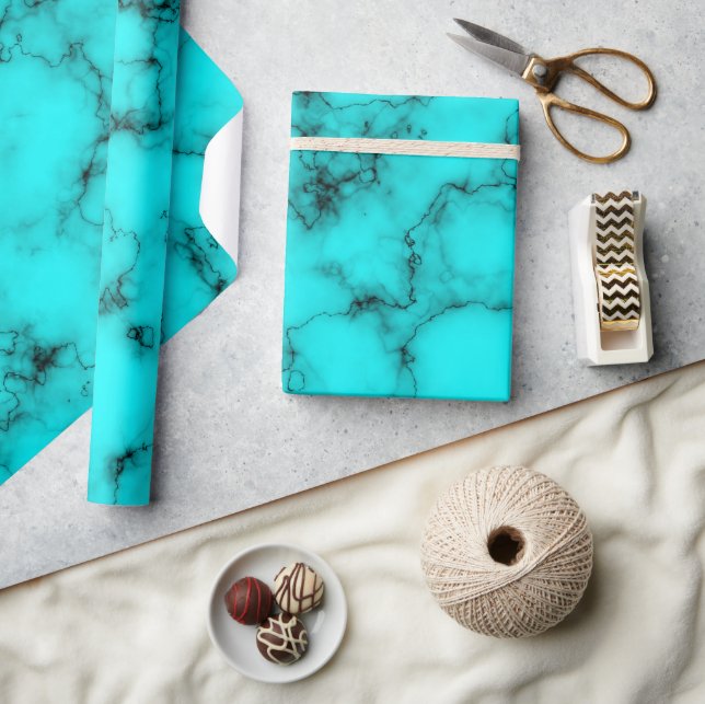Papier Cadeau Motif en pierre de veine bleu turquoise (Artisanat)