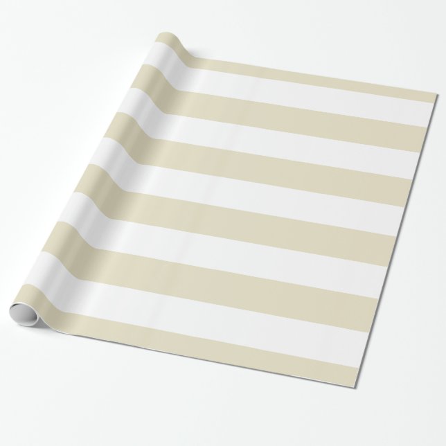 Papier Cadeau Motif en rayures XL beige et blanc (Déroulé)