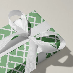 Papier Cadeau Motif en treillis en bambou géométrique vert Palm 