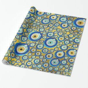 Papier Cadeau Motif en verre bleu grec d'amulette d'oeil mauvais