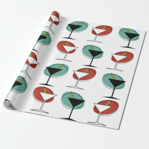 Papier Cadeau motif en verre martini style années 1950