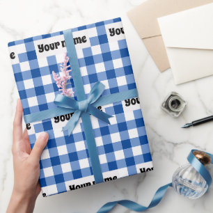 Papier Cadeau Motif en vichy bleu