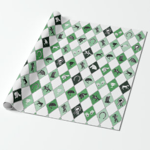 Papier Cadeau Motif équestre diamant élégant Sage Green