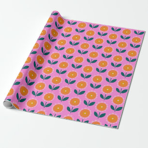Papier Cadeau Motif esthétique scandinave en rose