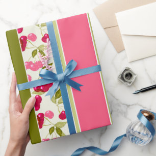 Papier Cadeau Motif estival lumineux de rayures de tissu multico