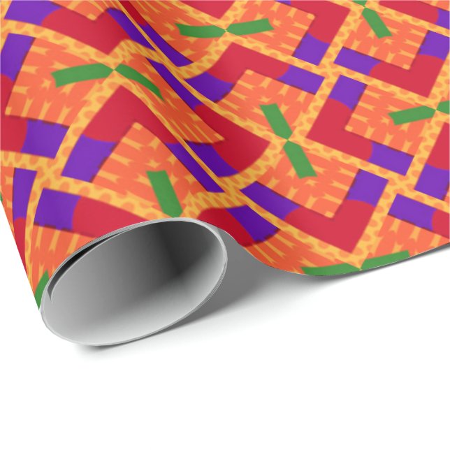 Papier Cadeau Motif ethnique coloré de Kente (Coin rond)