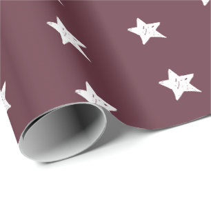 Papier Cadeau Motif étoile bordeaux et blanc