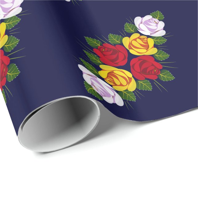 Papier Cadeau Motif étroit de rose de bateau (Coin rond)