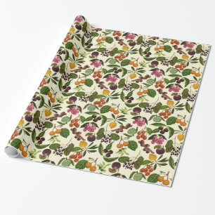 Papier Cadeau Motif exotique peint à la main de fruits tropicaux