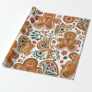 Papier Cadeau Motif Festif de pain d'épices