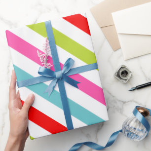 Papier Cadeau Motif Festif – Rayures Rétro de Fêtes