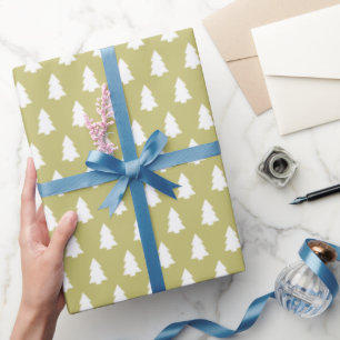 Papier Cadeau Motif Festive Green White Christmas Tree