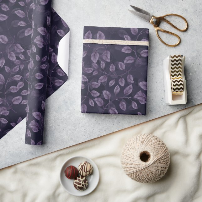Papier Cadeau Motif Feuille couleur pourpre (Artisanat)