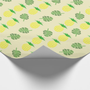 Papier Cadeau Motif Feuille d'ananas et de palmiers tropicaux d'