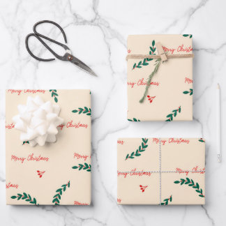 Papier Cadeau motif feuille de Noël