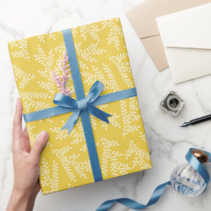 Papier Cadeau Motif Feuille moderne de moutarde jaune