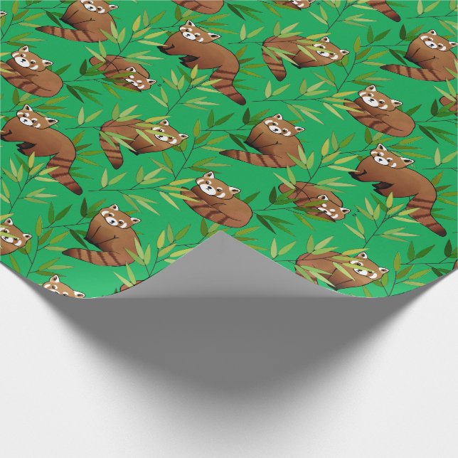 Papier Cadeau Motif Feuille Red Panda & Bamboo (Coin)
