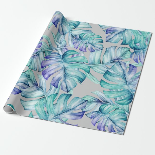Papier Cadeau Motif Feuille Tropical Palm (Déroulé)