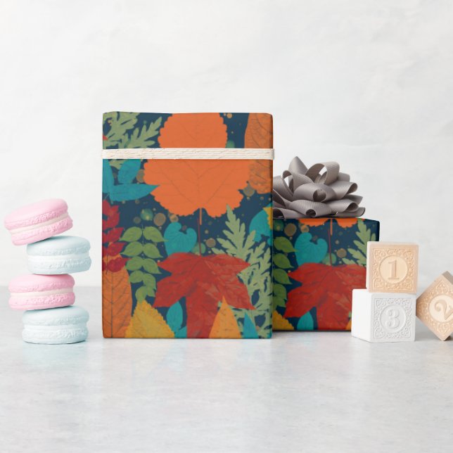 Papier Cadeau Motif Feuilles d'automne (Baby Shower)