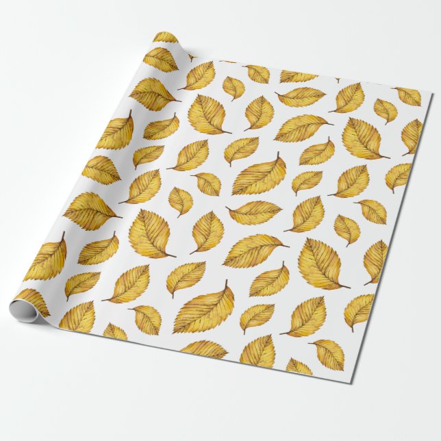 Papier Cadeau Motif Feuilles d'automne (Déroulé)