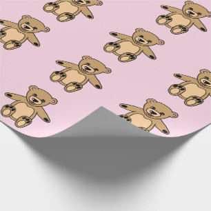 Papier Cadeau Motif fille ours rose Teddy mignonne