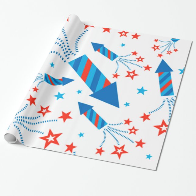 Papier Cadeau Motif Fireworks Freedom stylisé (Déroulé)