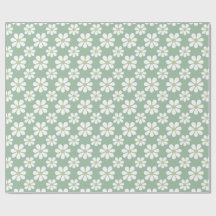 Motif fleur de marguerite verte blanche 