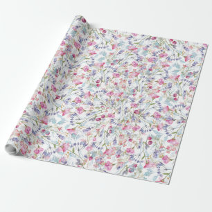 Papier Cadeau Motif Fleur sauvage aquarelle