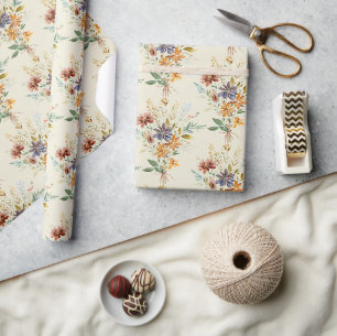 Papier Cadeau Motif fleur sauvage d'automne