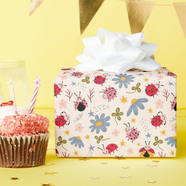 Papier Cadeau Motif Fleur sauvage Ladybug (Fête d'anniversaire)
